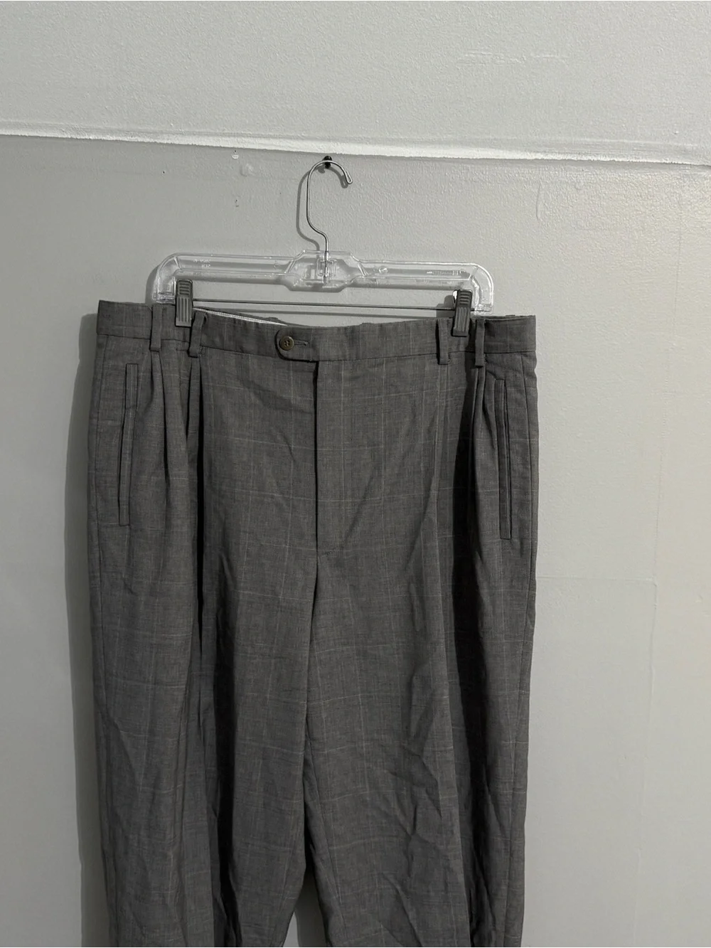 Zanella Pants Mens 36 Gray Pleated Dress Trousers Cuffed Hem Wool Business